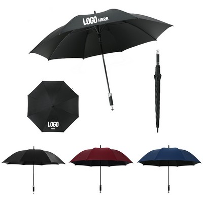 8 Ribs Straight Golf Umbrella w/Stylish Silver Handle