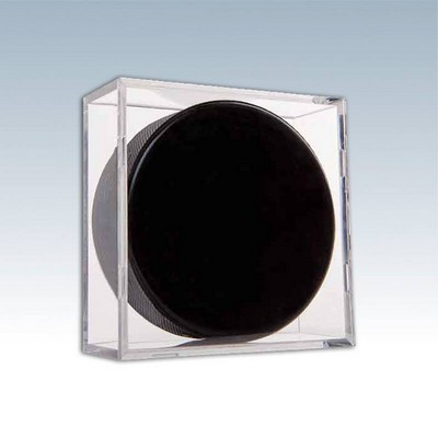 Clear Hockey Puck BallQube Display Case
