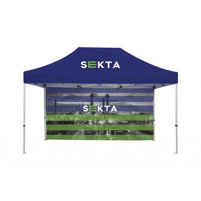 10x15' Standard Hex Aluminum Frame (40mm post, 1.2mm gauge) w Dye Sublimation Canopy + Full Wall