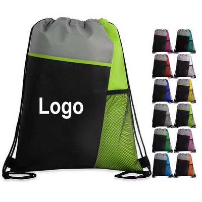 Mesh Pocket Drawstring Backpacks