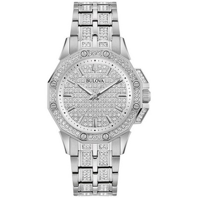 Bulova Watches Ladies' Crystal Octava Silver-Tone Stainless Steel Bracelet Watch Silver-Tone Dial