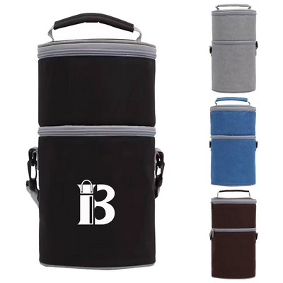 8L Barrel Shaped Double Layer Insulated Cooler Lunch Bag
