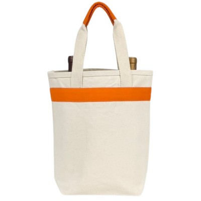 Blank 2 Bottle Elite 12 oz Canvas Wine Tote Bag | Travel Gift Carrier Orange (10x11x3.5)