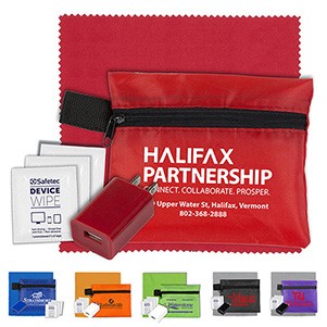 "TechPack" Tech Home & Travel Kit w/Microfiber Cleaning Cloth & Wall Charger