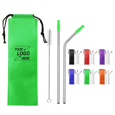 Stainless Straw Set w/Drawstring Pouch