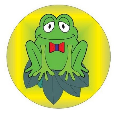 Frog Round Badge w/ Bar Pin (2.5" Diameter)