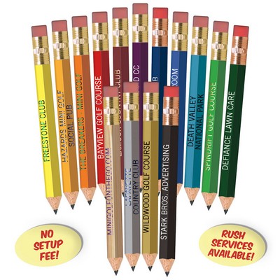 Yellow Hexagon Golf Pencils with Erasers