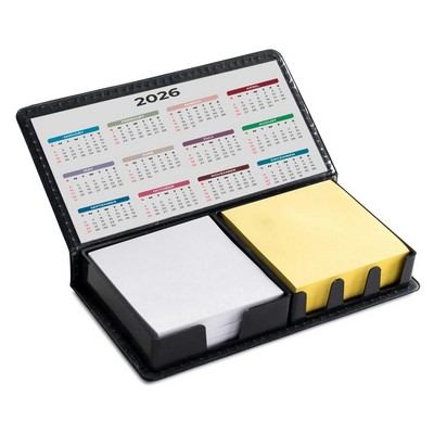 Leatherette Flip-Top Calendar Box with Dual Notes
