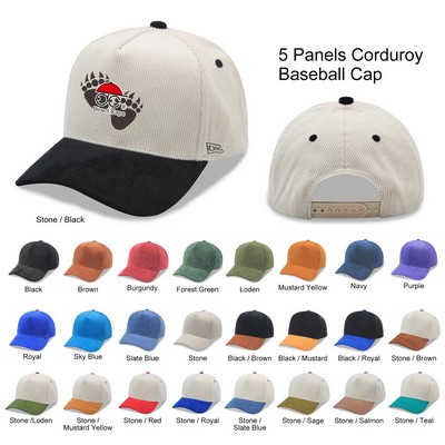 5 Panel Corduroy Two Tone Snapback Cap