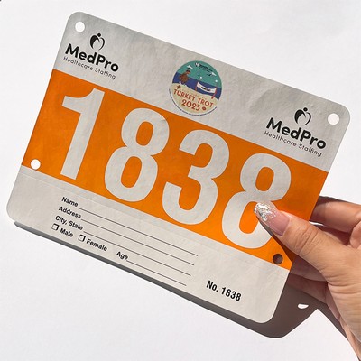 Custom 9.5" x 7.1" Waterproof Paper Running Race Bib for Marathon with Safety Pins
