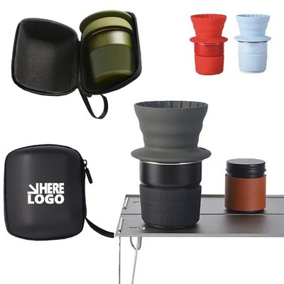 Portable Pour-Over Coffee Set with Stainless Steel Cup(Ocean)