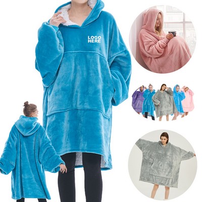 Custom Warm Sherpa Blanket Sweatshirt Oversized Wearable Blanket Hoodie