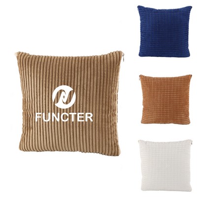 Corduroy 2-in-1 Pillow Blanket (17.7x17.7 Inches) – Linen Shell, Cotton-Filled