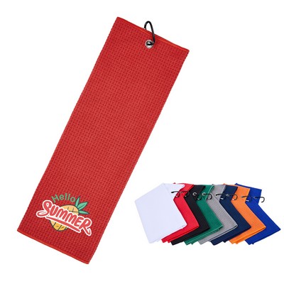 Waffle Texture Golf Towel With Hook-3 Holes