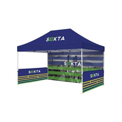 10x15' Standard Hex Aluminum Frame (40mm post, 1.2mm gauge) w Dye Sublimation Canopy + Walls