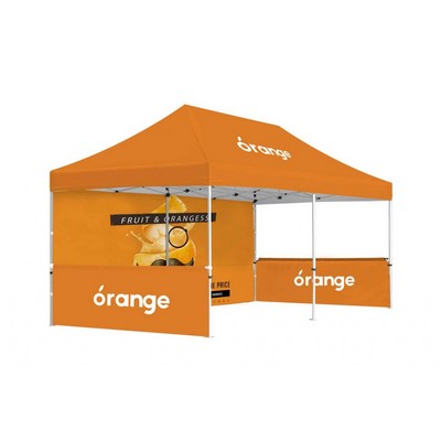 10x20' Standard Hex Aluminum Frame (40mm post, 1.2mm gauge) w Dye Sublimation Canopy + Walls