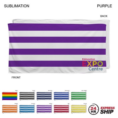 24 Hr Express Ship -Cabana Stripe Sublimated, Absorbent Microfiber Dri-Lite Terry Beach Towel, 30x60