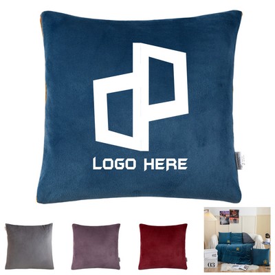 2-In-1 59 X 42" Velvet Blanket Throw Pillow