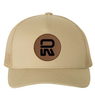 Yupoong 6506 YP Classics Five-Panel Retro Trucker Hat with Leatherette Patches or Embroidery