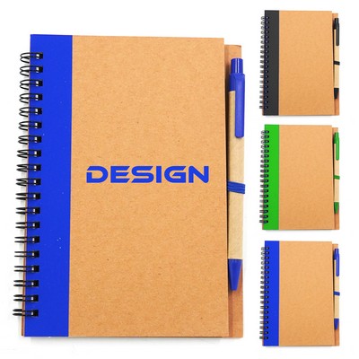 Eco Kraft Spiral Notebook w/Pen