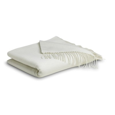 Ivory White Cashmere Blend Throw Blanket