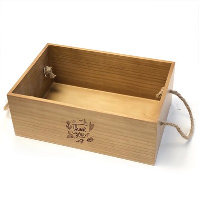 Wood Crate With Rope Handles 12 X 8