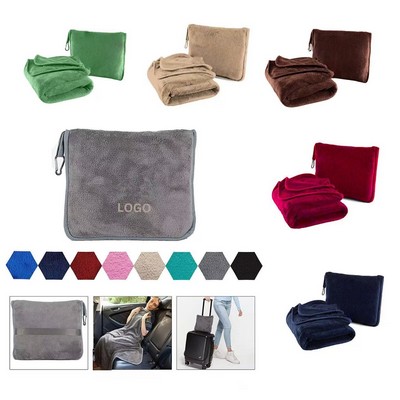2-in-1 Convertible Travel Blanket & Pillow with Luggage Sleeve