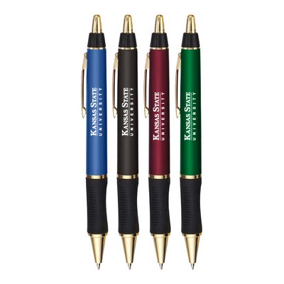 Union Printed - Gold Braxton Rubber Grip Click Pen