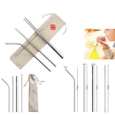 3 Piece Reusable 304 Stainless Steel Straw Set