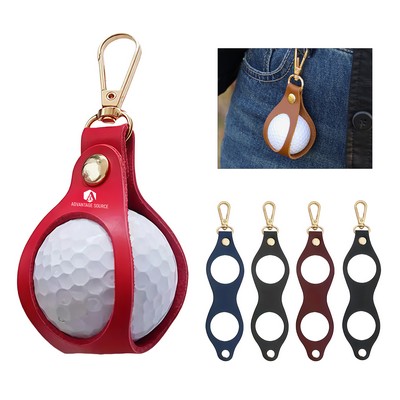 PU Leather Golf Ball Holder with Clip Single Ball Waist Bag