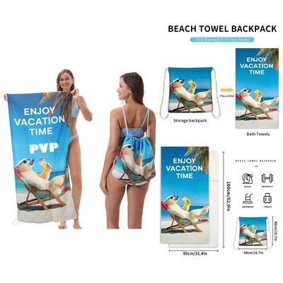 Summer Oversized Quick Dry Sand Free Beach Towel With Bag