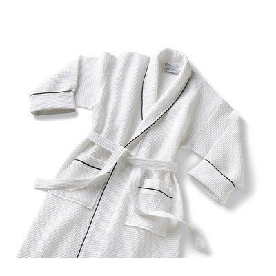 Basic Shawl Collar Lined Waffle Bathrobe Without Piping