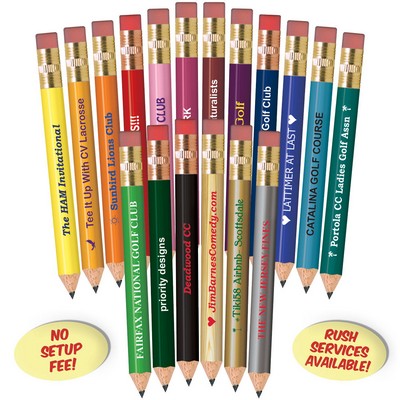 Yellow Round Golf Pencils with Erasers