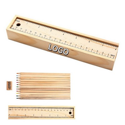 12-Color Pencil Set With Wooden Box