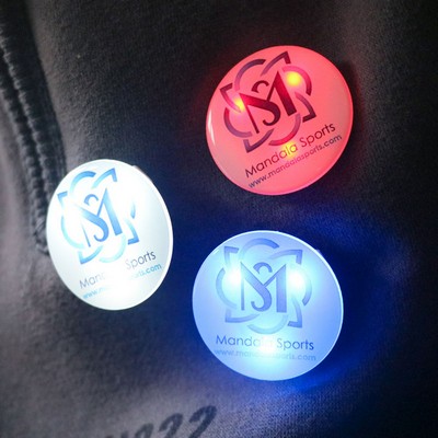 Custom Round Shape LED Flashing Badge Flashing Light Brooch