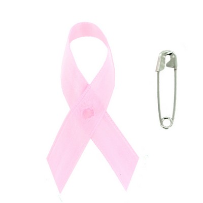 Breast Cancer Awareness Ribbon w/Safety Pink