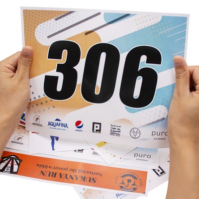 Custom 7.9" x 6.3" Waterproof Paper Race Numbers Bib Bike Number with Safety Pins