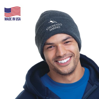 100% USA-Union Made 12" Headwear Acrylic Knit Cuff Beanie