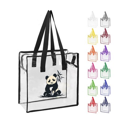 Clear Vinyl Stadium Compliant Zippered Tote Bag