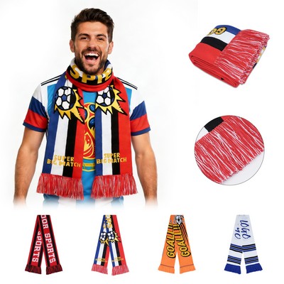 Jacquard Knit Soccer Scarf With Tassel