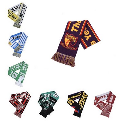 Acrylic Knitted Stadium Sports Scarf w/Fringe