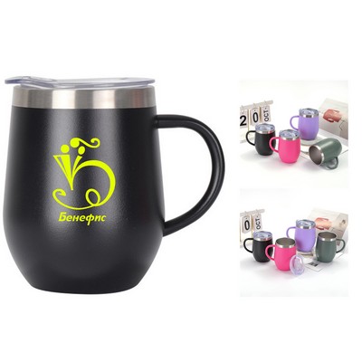 12 oz Double Wall Vacuum Insulated Cup with Lid & Handle