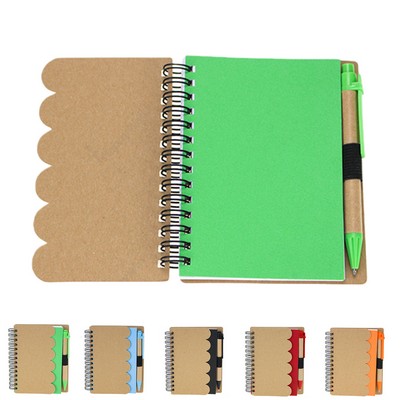 Spiral Kraft Pocket Notebooks Lined Journal With Pen Set