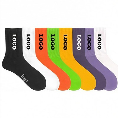Solid Color Mid-Crew Socks