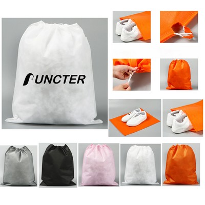 13.8" x 17.8" Non-Woven Drawstring Bag Travel Storage Bags Shoes Pouch