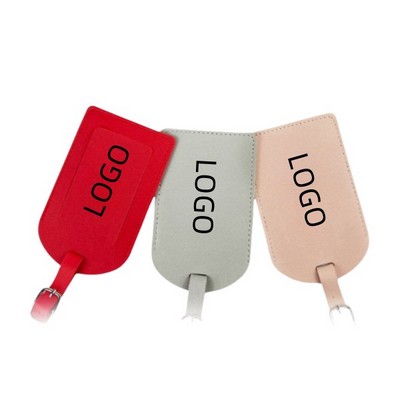 Pu Leather Luggage Tag With Adjustable Strap