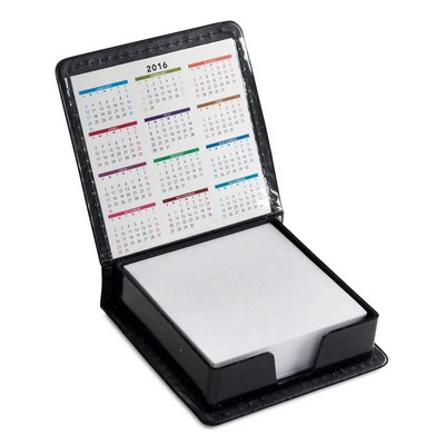 Leatherette Flip-Top Calendar Box with White Note Paper
