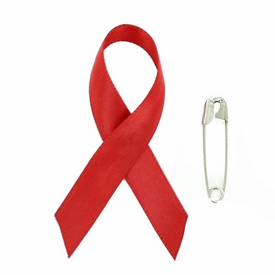 Aids, Hear, and Substance Abuse Awareness Ribbon w/Safety Pin (2 1/4" x 1 1/4")