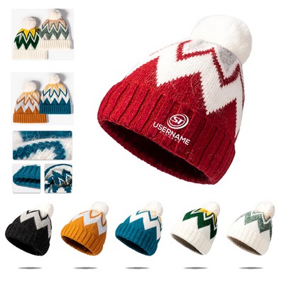 100% Polyester Christmas Winter Hat Pom Beanie