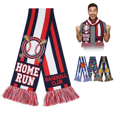 Custom Jacquard Knit Tassel Soccer Scarf